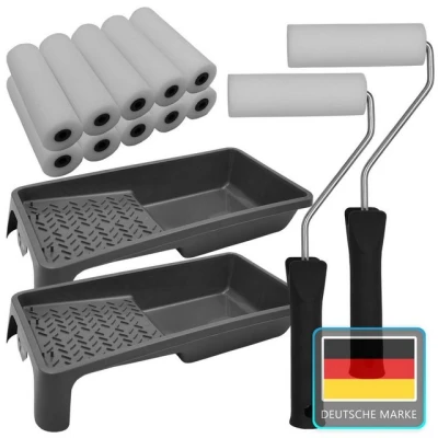 Abbildung von NYVI Malerset Profi Maler Set DIY Essential Lackier Farbroller zum Streichen, (14 St), 14tlg. Lackierset Farbrollen Bügel Farbwanne Lackierrollen