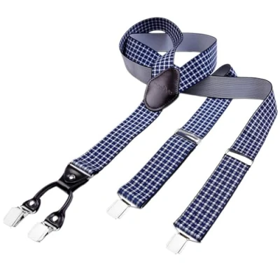 Abbildung von DonDon Hosenträger für Herren 3,5 cm breit 4 Clips mit braunem Leder längenverstellbar (1 St) Y Form, verstellbar Clipverschluß, elastisch