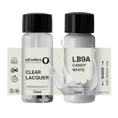 Abbildung von SD COLORS Candy White LB9A Ausbesserungslack, 15 ML, Reparatur Pinsel, Farbcode (Farbe + Lack)