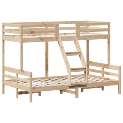 Abbildung von vidaXL Etagenbett, Hochbett mit Leitplanken, Stockbett für Schlafzimmer, Bett Holzbett Einzelbett, 80x200/120x200cm Massivholz Kiefer