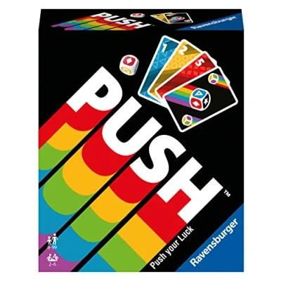 Abbildung von Ravensburger 26828 Push, Unterhaltsames Kartenspiel für die ganze Familie, Risiko ab 8 Jahren, Ablegespiel 2 6 Spieler