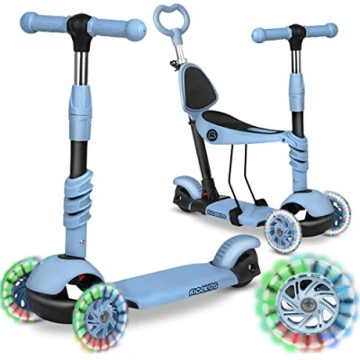 Abbildung von Ricokids 3 in 1 Laufroller für Kinder Roller DREI Rollen Kinderroller Räder ab Jahre Kleinkindroller 27,5 x 55,5 78,5 cm Farbe: Blau