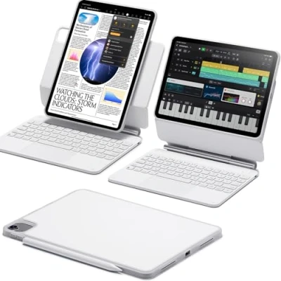 Abbildung von ESR Magnetische Keyboard Hülle, iPad Tastatur Hülle für Pro 11/Air 5/4, magnetischer Ständer, Porträt /erhöhte Ansichtsmodi, federnde Leuchttasten, Multi Touch Trackpad, Rebound Serie, Weiß