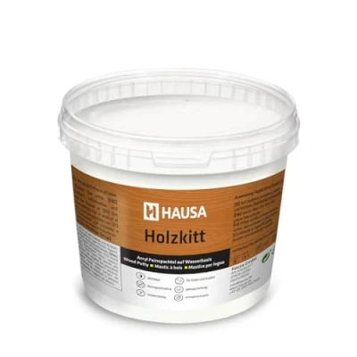 Abbildung von HAUSA Holzkitt 1 kg Weiß Holzspachtelmasse, Kitt für Holz, Holzspachtel/Füllmasse zum Reparieren von Holzschäden gebrauchsfertig ausgezeichnete Füllkraft schnelltrocknend rissbeständig