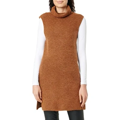 Abbildung von PIECES Damen Pcellen Rollneck Long Knit Vest Noos Bc, Mocha Bisque, M