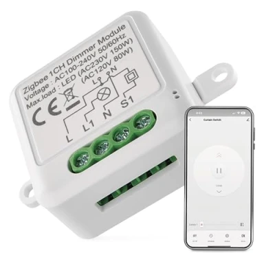 Abbildung von EMOS GoSmart Smart Home Dimmer Schalter Modul mit App ZigBee für Einzelschalter dimmbarer Unterputz Dimmschalter zur Fernsteuerung, Sprachsteuerung Google und Alexa kompatibel