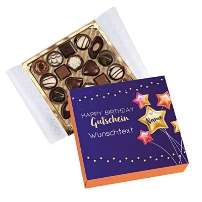 Abbildung von Herz &amp; Heim® Lindt Mini Pralinés zum Geburtstag als Gutschein mit Ihrem Wunschtext bedruckt