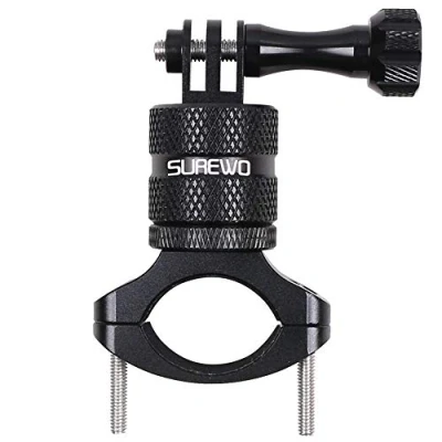 Abbildung von SUREWO Aluminium Fahrrad Motorrad Lenkerhalterung, kompatibel mit GoPro Hero 13/12/11/10/9/8/7/6/5 Schwarz, DJI Osmo Action 5 Pro/4/3/2, Xiaomi YI, Crosstour und den meisten Kameras