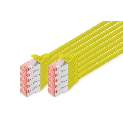 Abbildung von DIGITUS LAN Kabel Cat 6 2m 10 Stück RJ45 Netzwerkkabel S/FTP Geschirmt Kompatibel zu 6A &amp; 7 Gelb