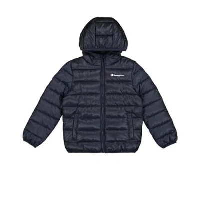Abbildung von Champion Script SHOP Hooded Jacket Contrast Small LOGO Übergangsjacke für Kinder, Größe: 174/179, Navy