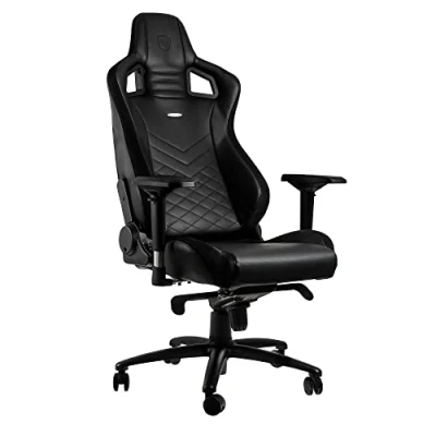 Abbildung von noblechairs Epic Gaming Stuhl Schwarz, Bürostuhl Ergonomisch, Kopf und Lendenstütze, PU Leder, Entwickelt für Nutzer bis 120kg 1,85 Meter Hoch
