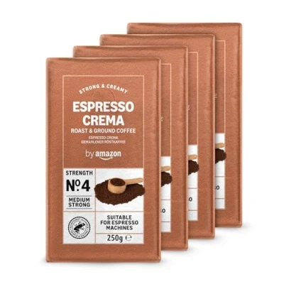 Abbildung von by Amazon Espresso Crema Gemahlener Röstkaffee, 1kg (4 Packs of 250g), Rainforest Alliance Zertifizierung