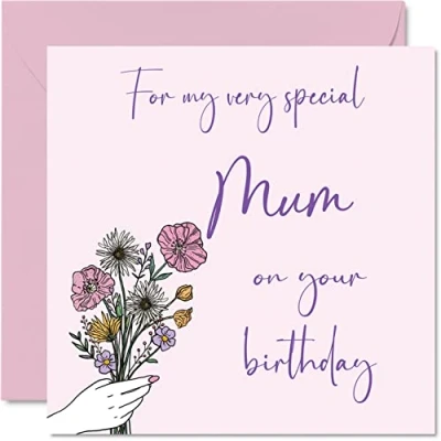 Abbildung von Stuff4 Süße Geburtstagskarten für Mama Geburtstagsblumen Happy Birthday Karte von Tochter Sohn, Mutter besondere Geburtstagsgeschenke, 145 mm x Grußkarten Mammy
