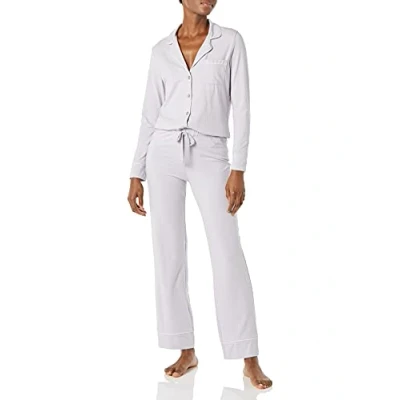 Abbildung von Amazon Essentials Damen Schlafanzug Set Baumwollmodal langärmliges Hemd und Lange Hose, Lila, XXL