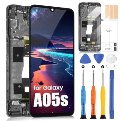 Abbildung von LCD Display für Samsung Galaxy A05s Bildschirm SM A057G A057M A057F Ersatz des Touchscreens Digitizer Assembly mit Werkzeugen (Schwarz Rahmen, 6,7 Zoll)