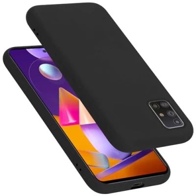 Abbildung von Cadorabo Hülle kompatibel mit Samsung Galaxy M31s Silikon Handyhülle für Case aus flüssigem stoßfeste dünne TPU Schutzhülle Liquid SCHWARZ