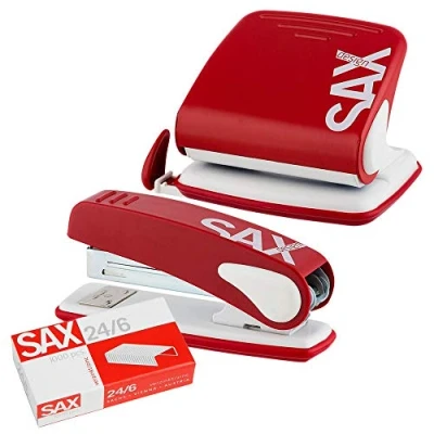 Abbildung von sax design Locher und Heftgeräte Set rot