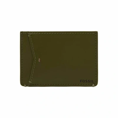 Abbildung von Fossil Herren Leder Minimalistische Kartenhülle Vordertasche Brieftasche, Joshua Grünes Moos, Kreditkartenetui