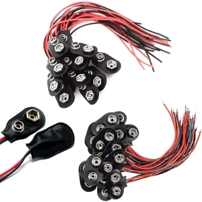 Abbildung von CESFONJER Batterie Clip Anschluss mit 15cm Anschlusskabel für 9v Blöcke T Form 15 Stücke + I schwarz