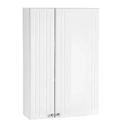 Abbildung von Pelipal Badezimmer Hängeschrank Quickset 955 in Weiß Hochglanz, 50 cm breit Bad Wandschrank mit 2 Türen und Einlegeböden