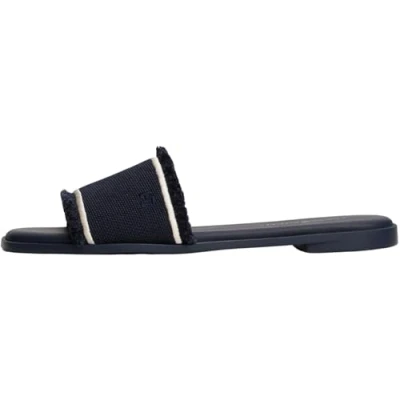 Abbildung von Tommy Hilfiger Damen Sandalen Fringe Canvas Flat Elegant, Blau (Space Blue), 39