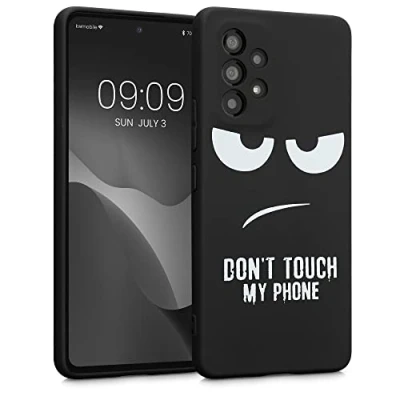 Abbildung von kwmobile Hülle kompatibel mit Samsung Galaxy A53 5G Handyhülle Silikon Case Don&#039;t Touch My Phone Weiß Schwarz