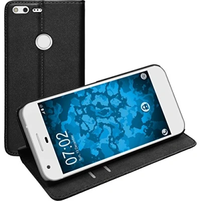 Abbildung von PhoneNatic Kunst Lederhülle kompatibel mit Google Pixel XL Book Case schwarz + 2 Schutzfolien