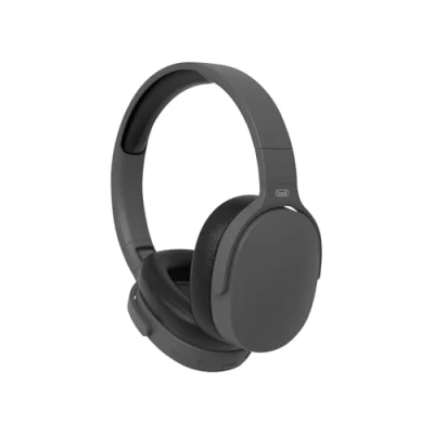 Abbildung von Trevi DJ 12E45 BT Kopfhörer Hi Fi Bluetooth mit MP3 Player von Micro SD Karte, AUX IN, Direkttaste für Telefongespräche, eingebautes Mikrofon, wiederaufladbarer Akku Typ C, Schwarz