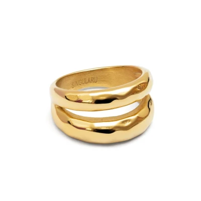 Abbildung von SINGULARU Ring Oceana. Edelstahl mit 18K vergoldung. Schmuck für Damen. Ringgröße 50.