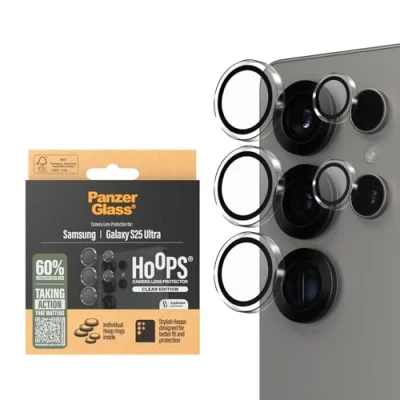 Abbildung von Panzer Glass Hoops Samsung Galaxy S25 Ultra Kameraobjektivschutz, Kratz &amp; Stoßfest, Einfache Installation, Gehärtetes Glas, S24 Hüllenfreundlich, Transparent