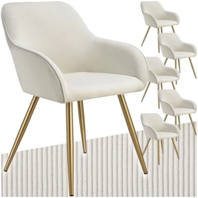 Abbildung von tectake Esszimmerstuhl Marilyn (6er Set, 6 St), gepolstert, in Cordoptik