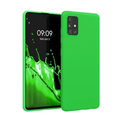 Abbildung von kwmobile Hülle kompatibel mit Samsung Galaxy A51 weiches TPU Silikon Case Cover geeignet für kabelloses Laden Neon Grün