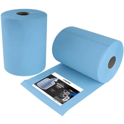 Abbildung von TECPO Putztuchrolle Blau 2x 500 Blatt gesamt 1000, 3 lagig, perforiert, saugstark, Putzrolle Papierrolle Reinigungstücher Wischtücher Putzpapier für Gewerbe
