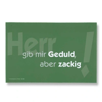 Abbildung von Rannenberg Laptoptuch aus Microfaser Reinigungstuch Herr gib mir Geduld aber zackig