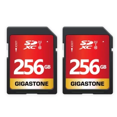 Abbildung von Gigastone 256GB SDXC Speicherkarte 2er Pack, UHS I U1 Klasse 10, bis zu 80 MB/Sek. für Digitalkameras Canon Sony Nikon Olympus PC