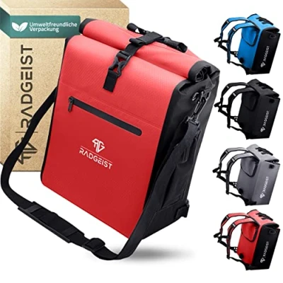 Abbildung von RADGEIST 3in1 Fahrradtasche für Gepäckträger Fahrrad Rucksack Gepäckträgertasche Umhängetasche mit Laptopfach wasserdicht 25L rot