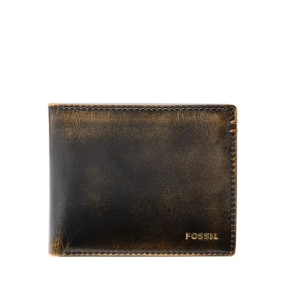 Abbildung von Fossil Herren Geldbörse aus Leder mit Klapp ID Fenster, Wade Black Vintage, Einheitsgröße
