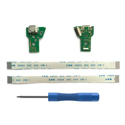 Abbildung von ElecGear 2 Stück JDS 040 USB Ladebuchse mit Flexkabel für PS4 Controller, Replacement Anschluss Platine Adapter, Reparatur Part Ladegerät Module Port, Battery Charging Board
