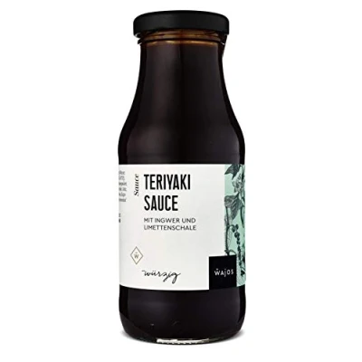 Abbildung von Wajos Teriyaki Sauce vegan, 245ml: Würzig mit Ingwer und Limettenschale, Ideal für Hühnchen &amp; Fisch