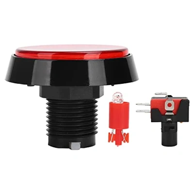 Abbildung von Tasten,Spiel Taster 60mm Großer Runder 2,4 Zoll LED mit Mikroschalter,12V beleuchteter für Maschinen Videospielkonsole(rot)