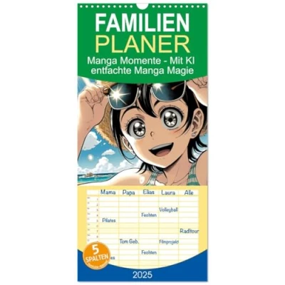 Abbildung von Familienplaner 2025 Manga Momente mit KI entfachte Magie 5 Spalten (Wandkalender, 21 cm x 45 cm), CALVENDO