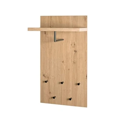 Abbildung von HAKU Möbel Wandgarderobe Eiche, schwarz, MDF, Metall Maße: B 48 cm x H 90 T 31 cm, Style: Modern