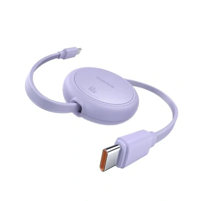 Abbildung von Baseus USB C Kabel, 60W PD 5A QC 4.0 Mini Einziehbar Schnellladekabel auf 4 stufige Länge Voreingestellter Ladekabel für iPhone 15 Samsung ipad, Leicht zu Verstauen, Tragbar