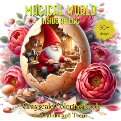 Abbildung von Magical World Grayscale Coloring Book: Fantasy Life Inside an Egg Suitable for Beginners, Teens, and Adults Relaxation Stress Relief (Magical A Little Thing, Band 7)