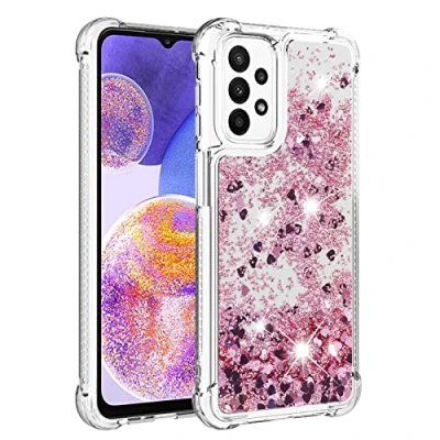 Abbildung von KBIKO zxl Kompatibel mit Samsung Galaxy A23 5G Glitzer Hülle,Mädchen Glitzern Handyhülle,Paillette Flüssigkeit Clear Silikon Schutzhülle für 4G / 5G.Rose Gold YBL