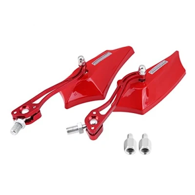 Abbildung von Motorrad Rückspiegel, 1 Paar Seitenspiegel aus Aluminium, 10 mm, 8 Universal, 4 Farben (Rot)