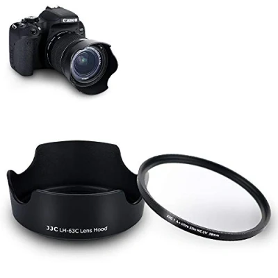 Abbildung von Gegenlichtblende und UV Filter passend für Canon EF S 18 55 mm f/3.5 5.6 f/4 is STM RF 24 50mm f/4.5 6.3 Ersetzt EW 63C