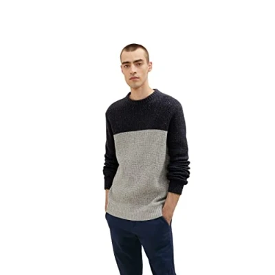 Abbildung von TOM TAILOR Herren 1033658 Strickpullover mit Colorblock, 30664 Blue Grey Color Block Nep, L