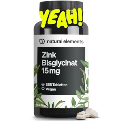 Abbildung von Zink 15mg 365 Tabletten gut verträgliches Zinkbisglycinat (Zink Chelat) vegan, hochdosiert, ohne unnötige Zusätze in Deutschland produziert &amp; laborgeprüft St