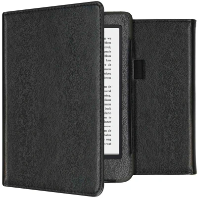 Abbildung von Vegan Leather Klapphülle für das Kobo Clara 2E / Tolino Shine 4 Schwarz